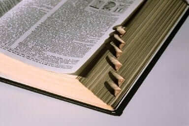 Pages of an open dictionary, most misused word in English