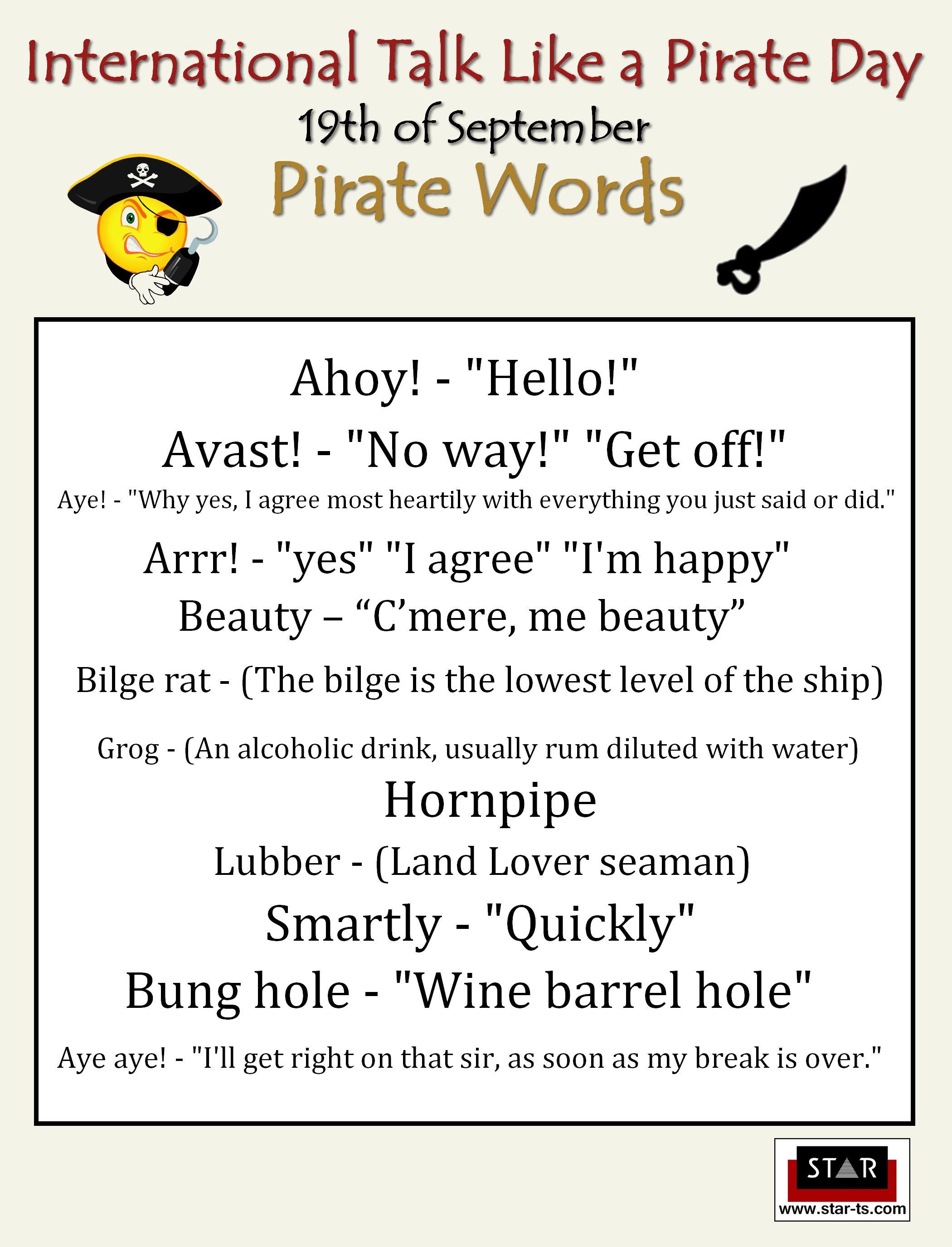 International Talk Like A Pirate Day STAR Translation