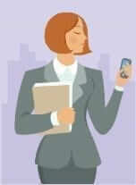 Illustration of a woman using a smartphone, Seanad aboliton