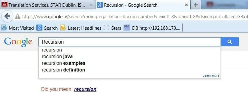 Recursion, Google trick