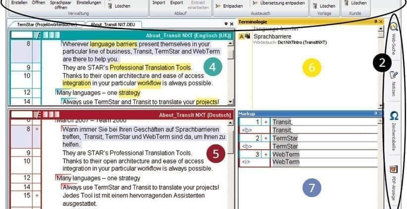 Transit NXT overview, user interface