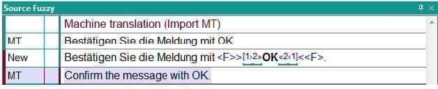 Import MT suggestion for a segment containing markups