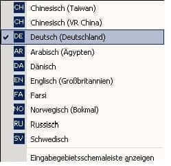 Windows taskbar: switching input language