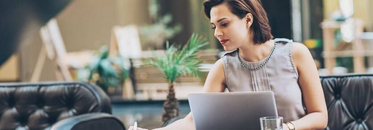 business woman looking at documents