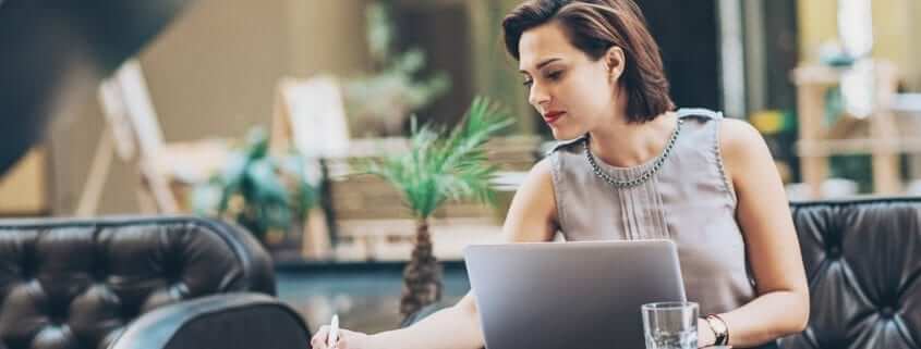 business woman looking at documents