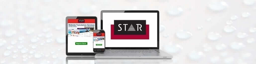 Latop and screen showing star logo