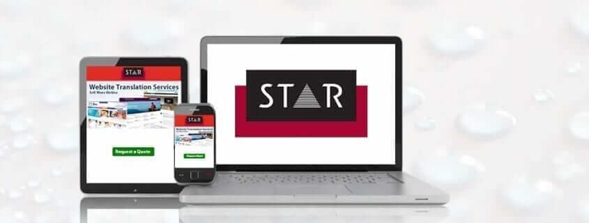 Latop and screen showing star logo